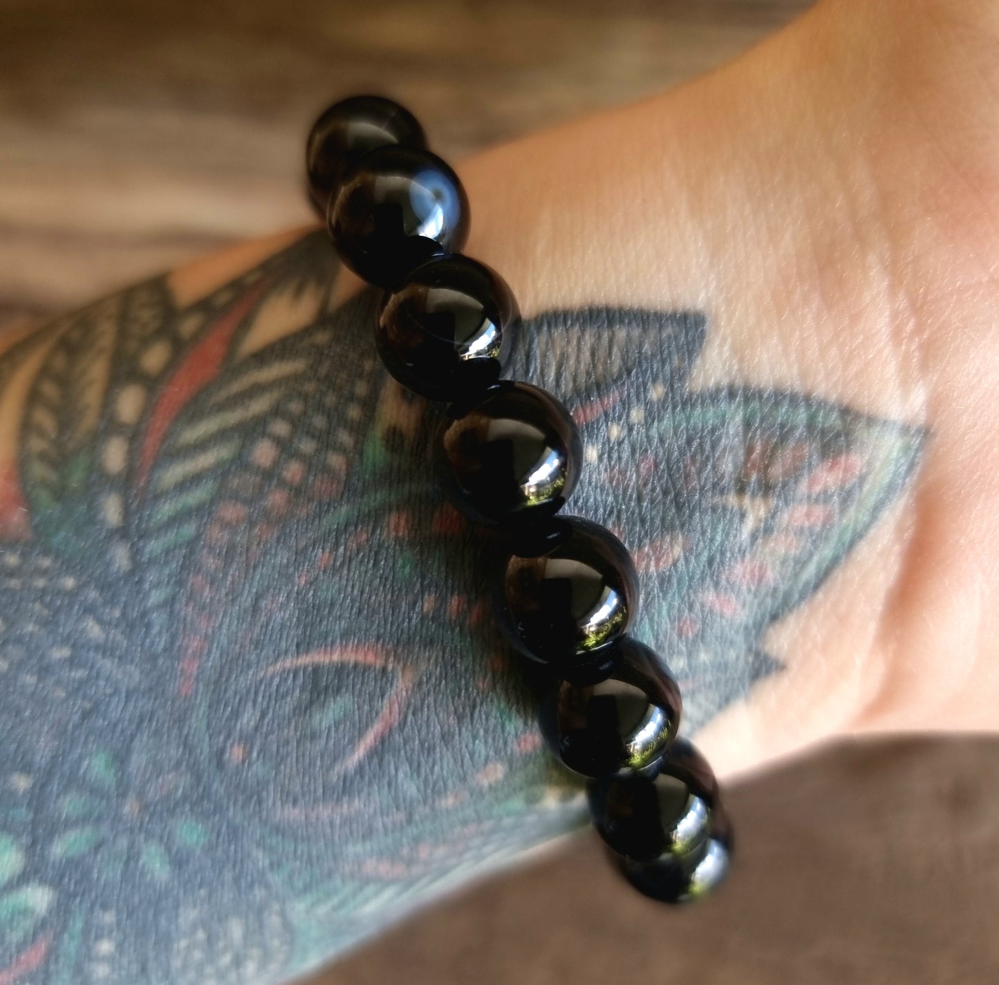 BLACK AGATE ENERGY BRACELET 10 mm - PROTECTION