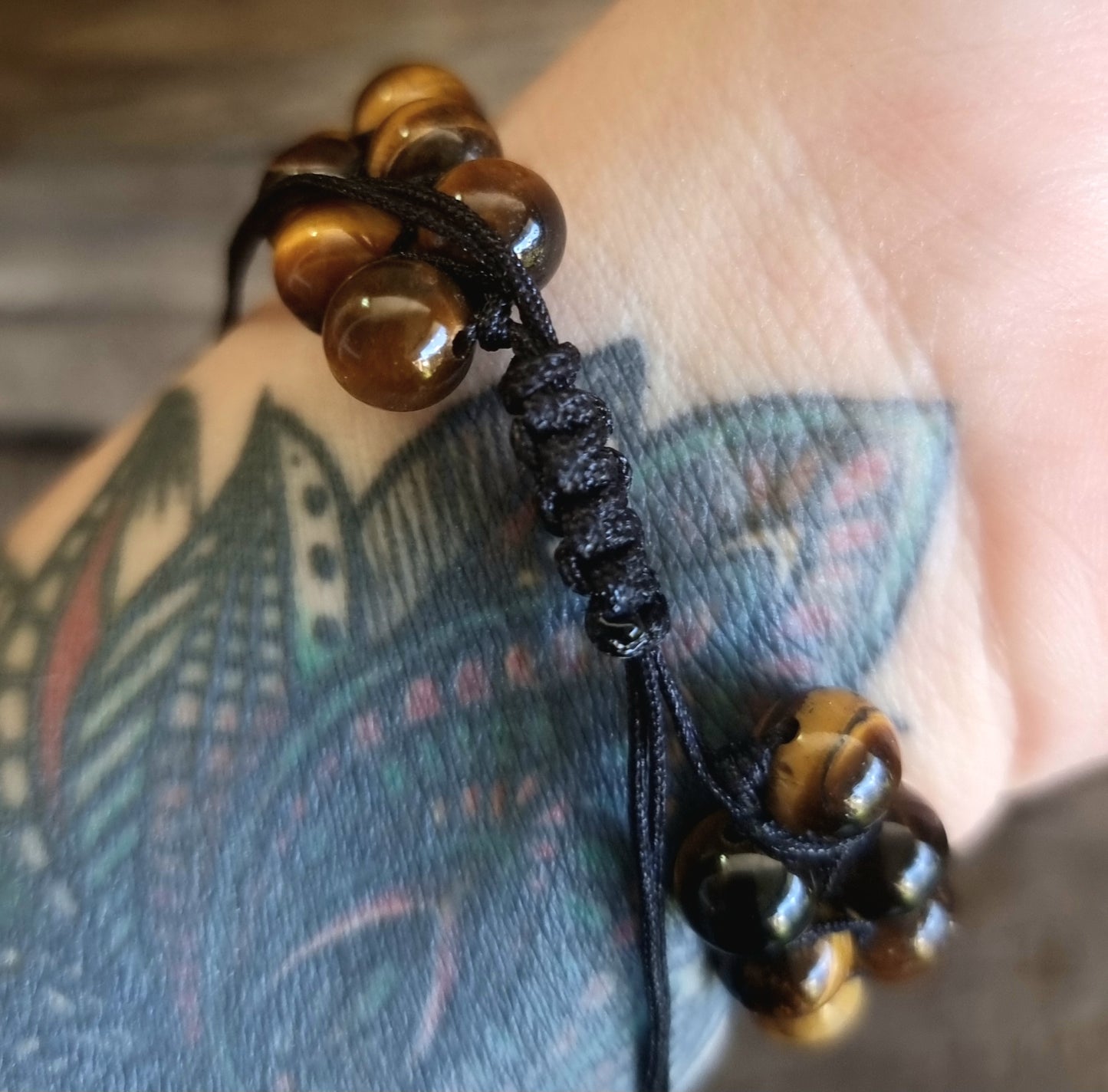 TIGER EYE DOUBLE ROW ADJUSTABLE BRACELET - PROTECTION & COURAGE