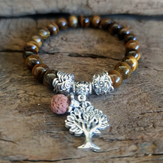 TIGER EYE TREE OFLIFE BRACELET 8mm - PROTECTION & COURAGE