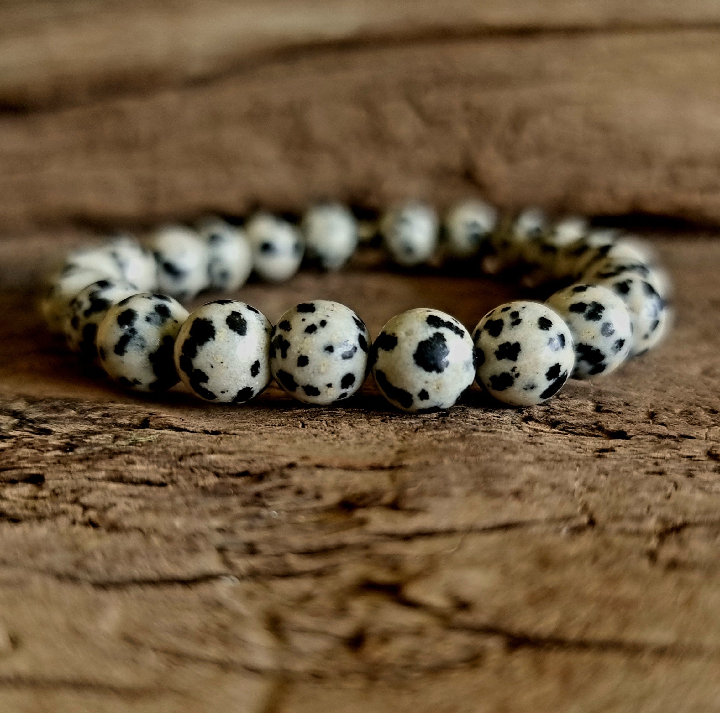 Dalmatian Jasper Stone Bead Mala Bracelet – Well Done Goods, by Cyberoptix