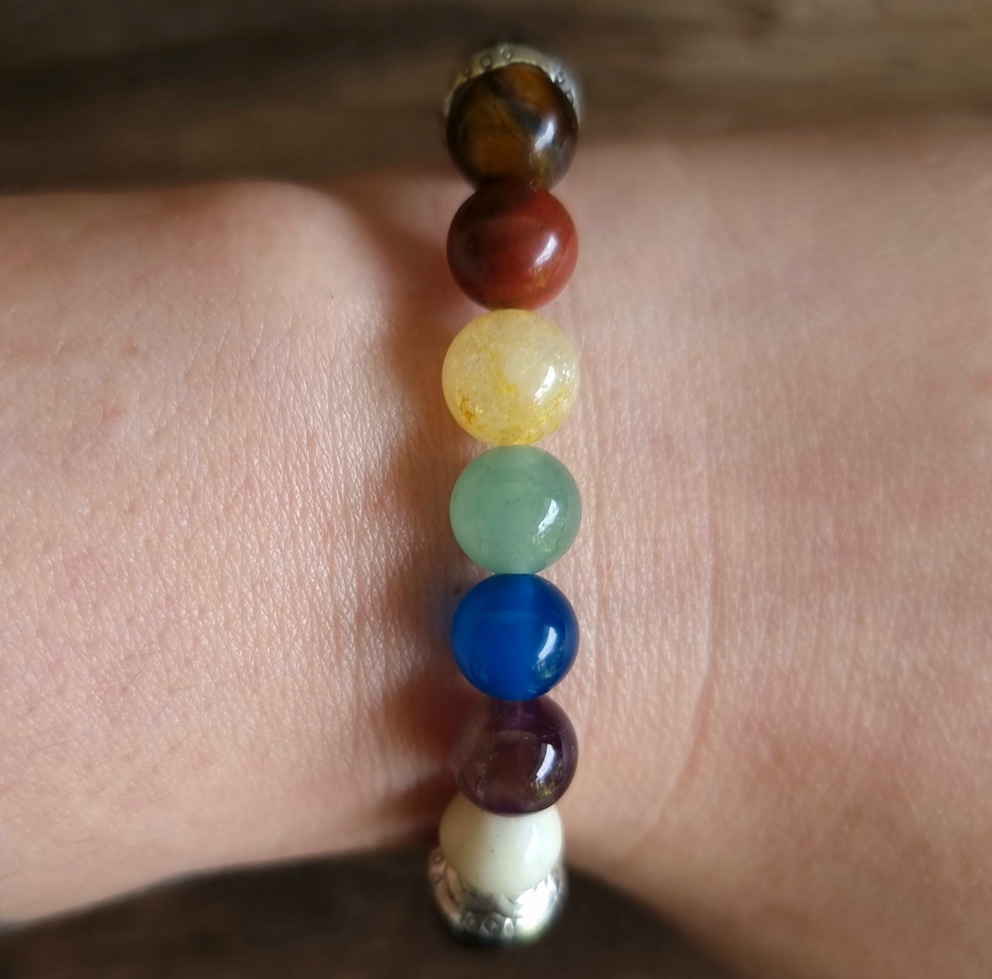 BLACK AGATE SEVEN CHAKRA BALANCING BRACELET