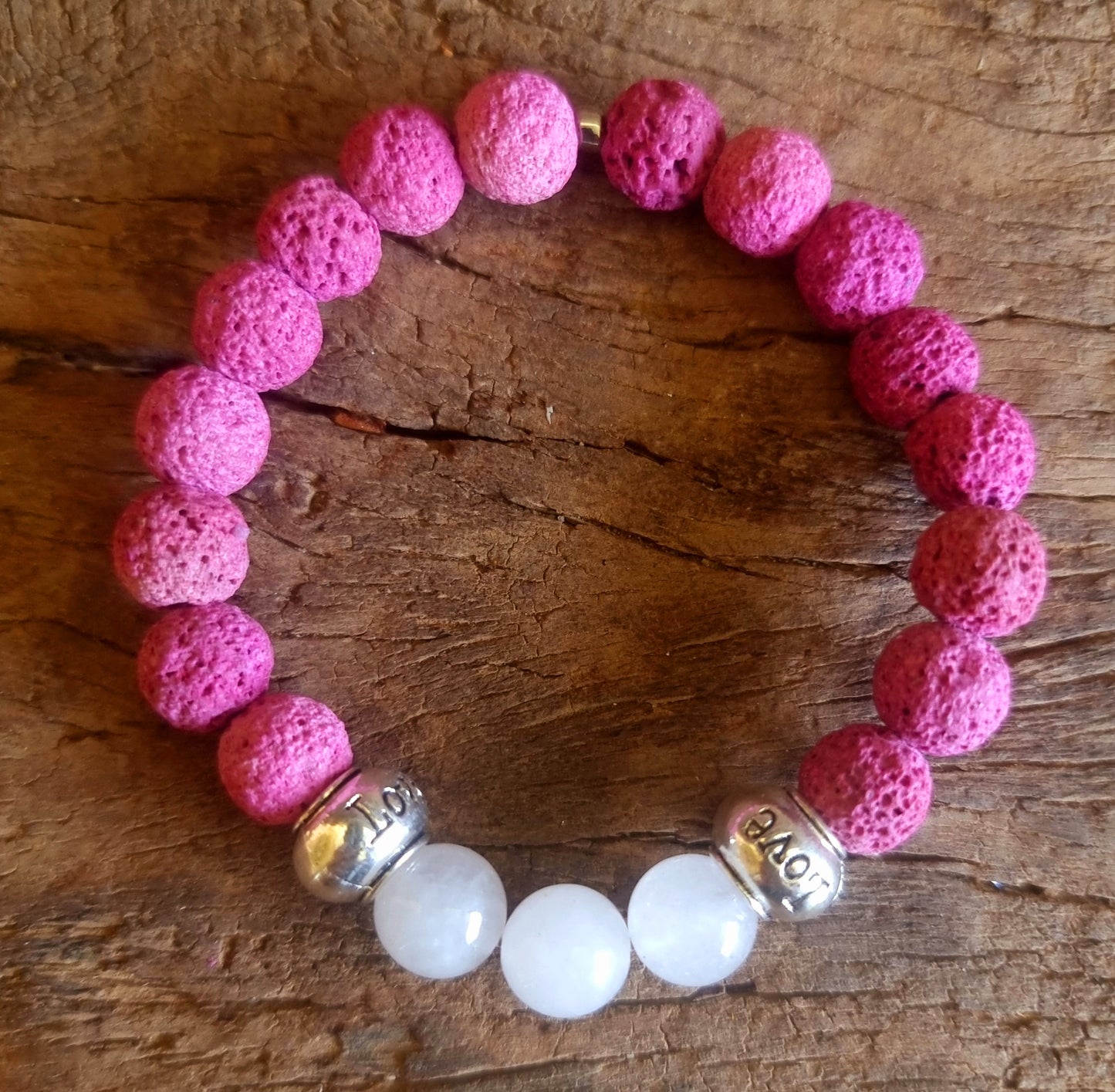 LAVA STONE & ROSE QUARTZ ESSENTIAL OIL DIFFUSER BRACELET