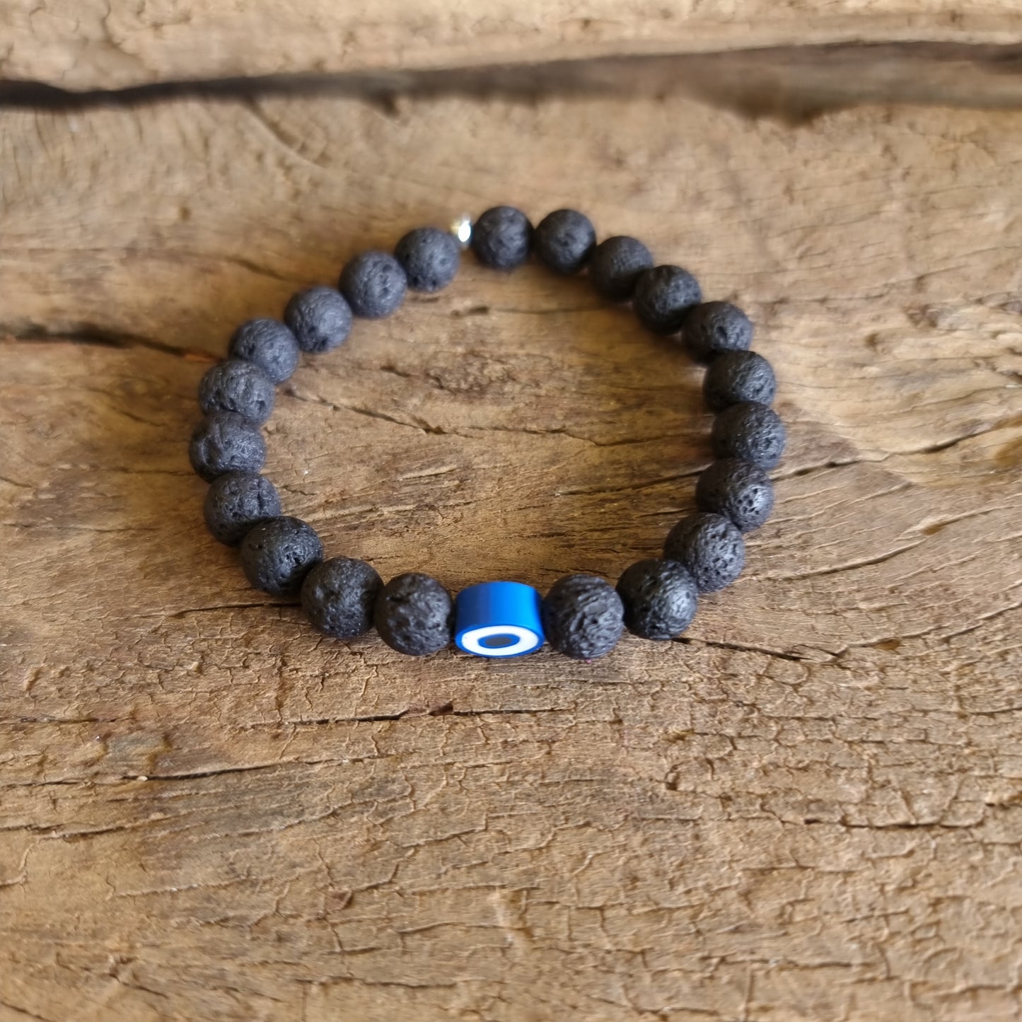 BLACK LAVA STONE EVIL EYE DIFFUSER BRACELET 8 mm - PROTECTION AGAINST JEALOUSY