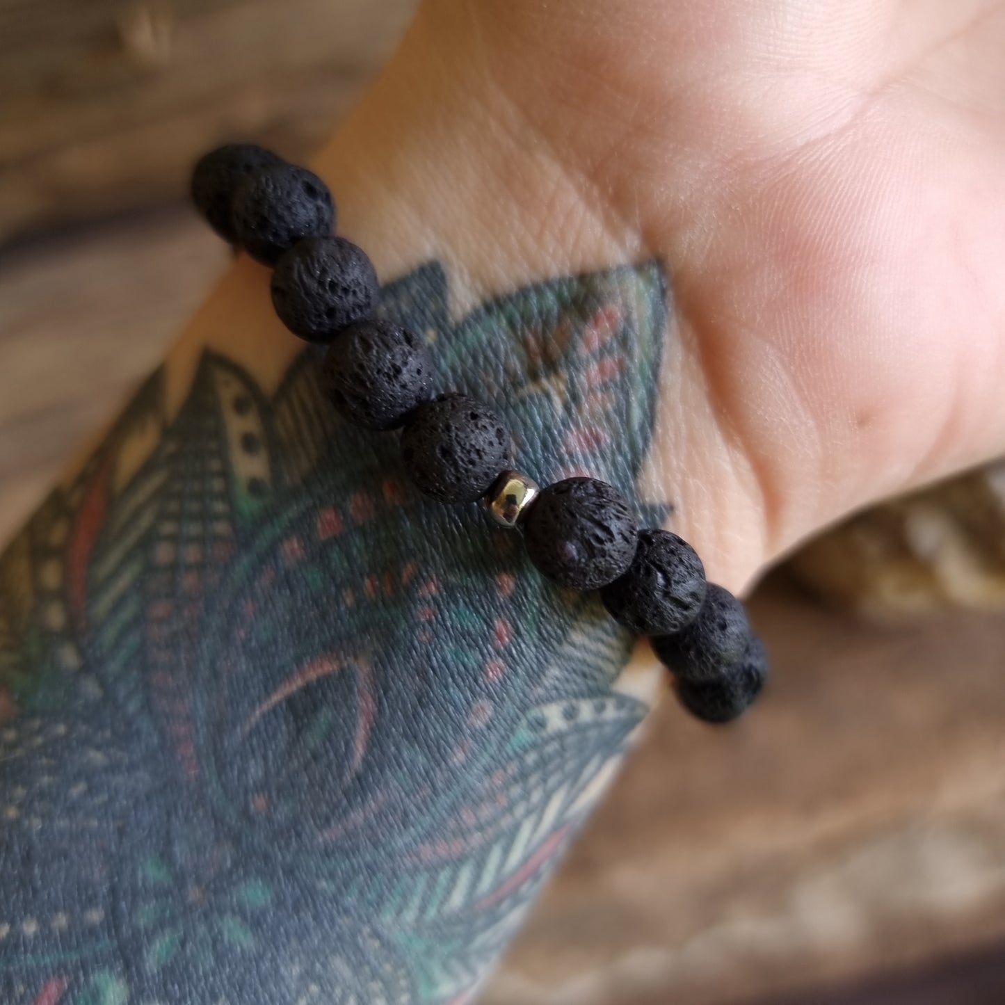 BLACK LAVA STONE EVIL EYE DIFFUSER BRACELET 8mm