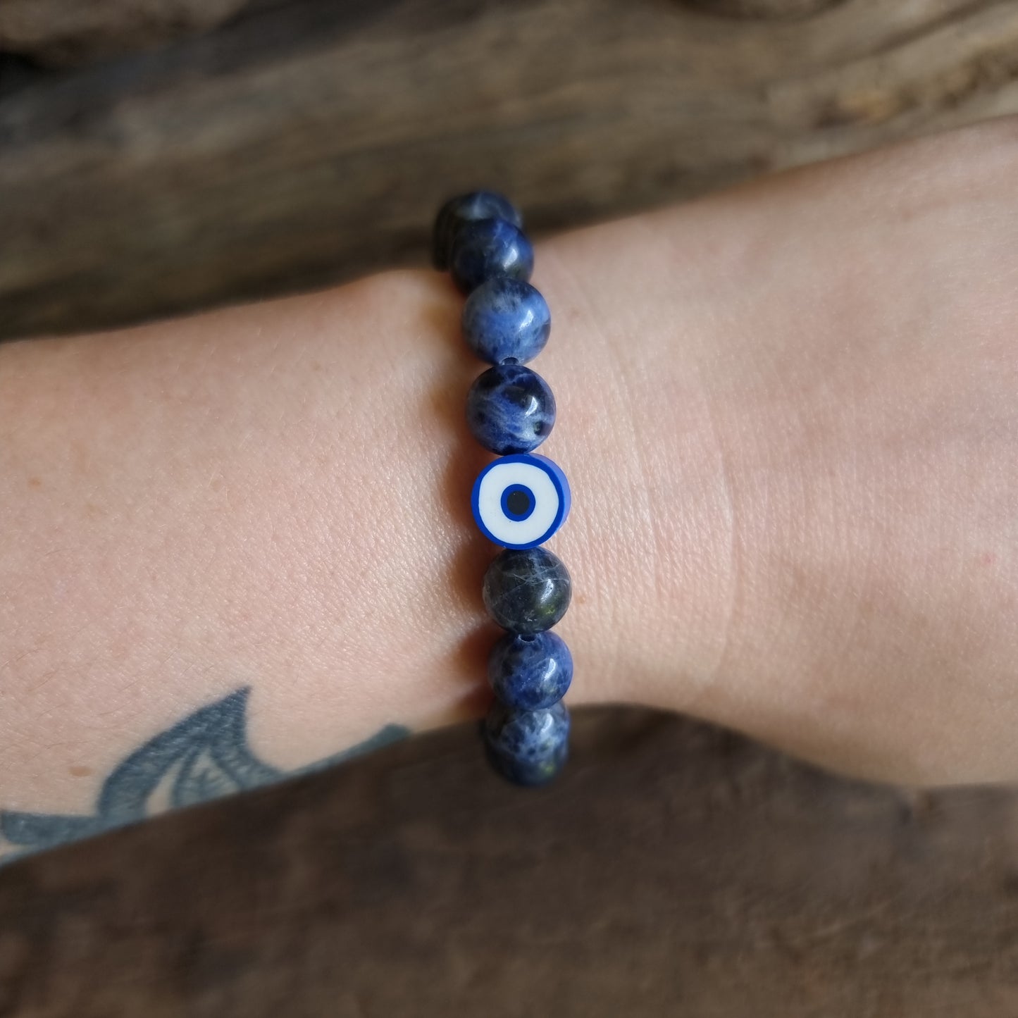 SODALITE EVIL EYE PROTECTION BRACELET 8mm - EMOTIONAL INTELLIGENCE