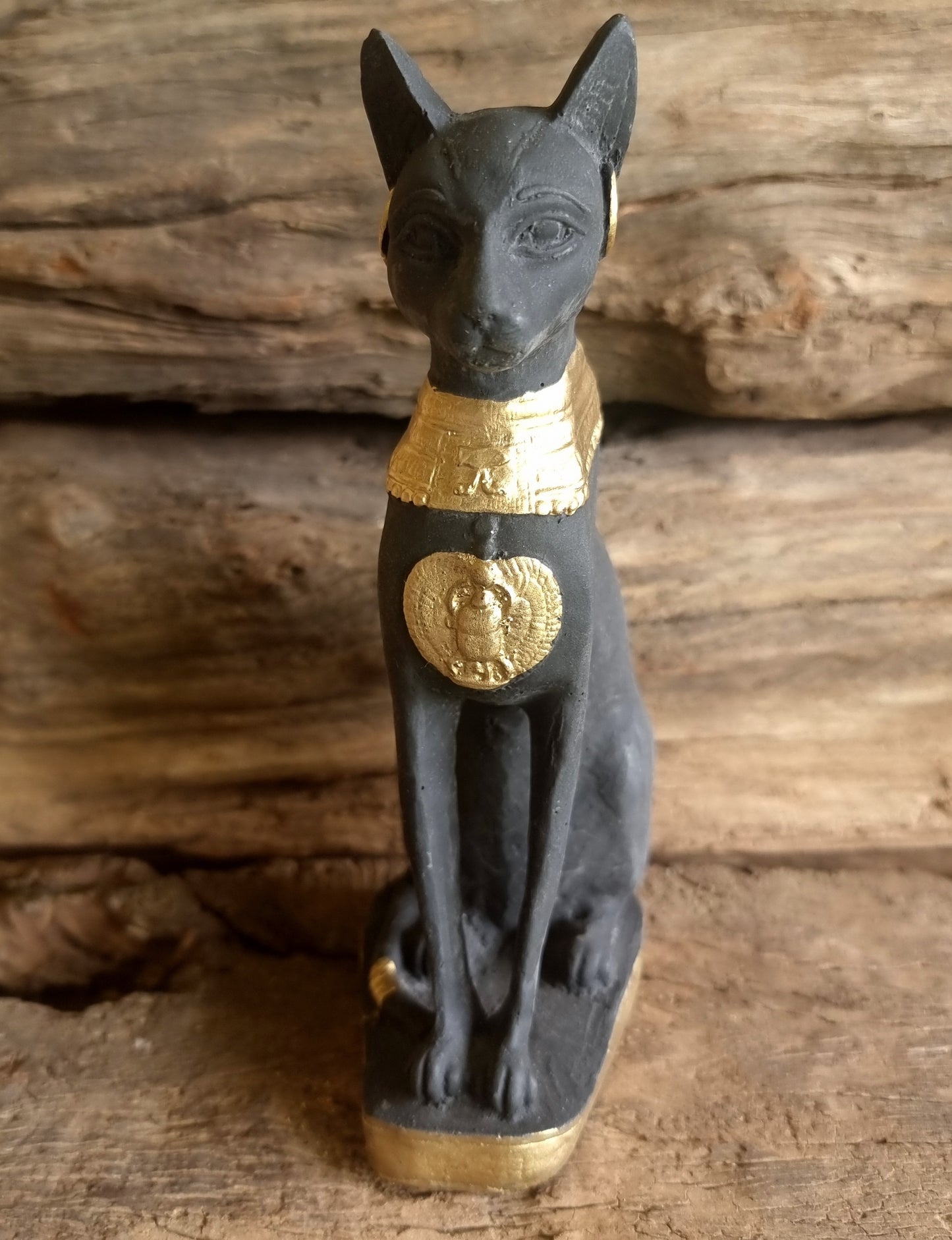 BASTET WITH GOLD TRIM STATUE