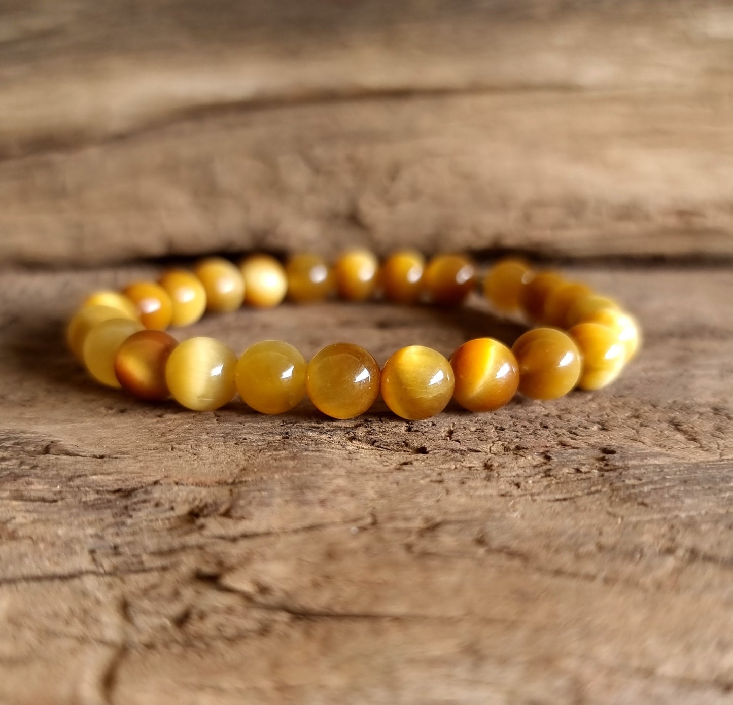 TIGER EYE GOLDEN BROWN ENERGY BRACELET 8 mm - PROTECTION & COURAGE