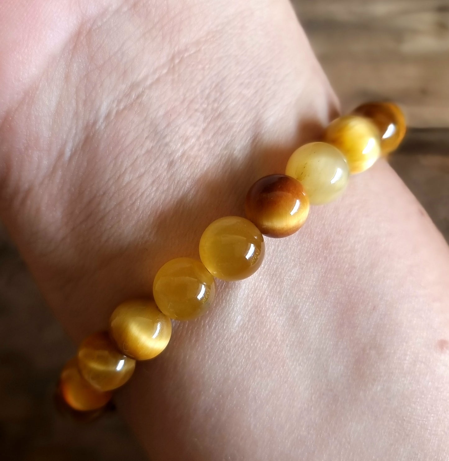 TIGER EYE GOLDEN BROWN ENERGY BRACELET 8 mm - PROTECTION & COURAGE