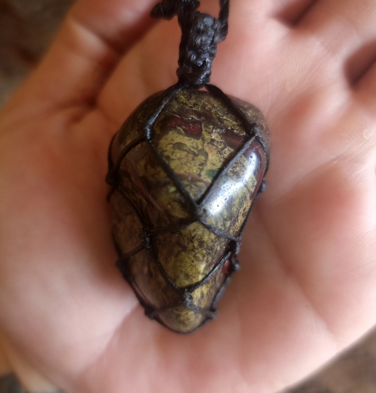 DRAGONS STONE JASPER MACRAME NECKLACE - COURAGE