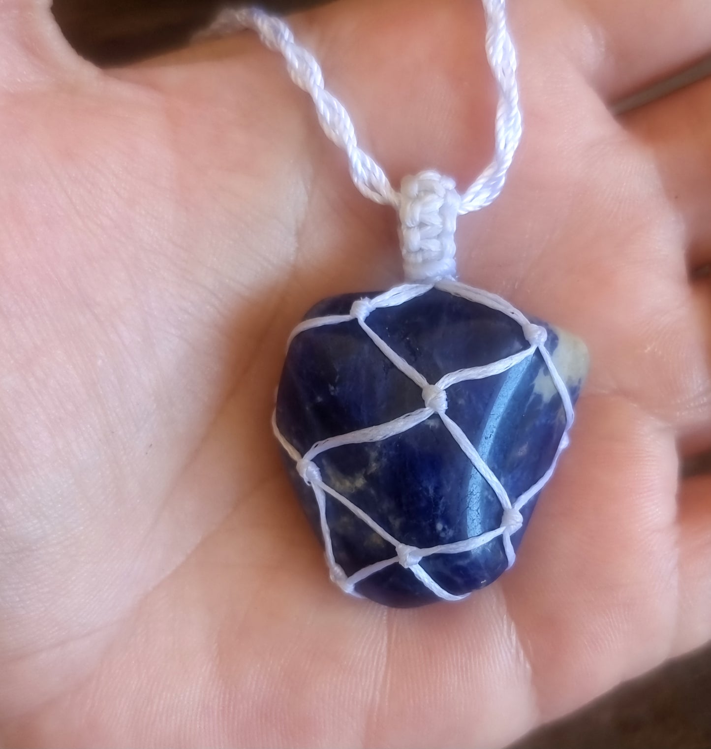 SODALITE TUMBLED MACRAME NECKLACE - INTUITION