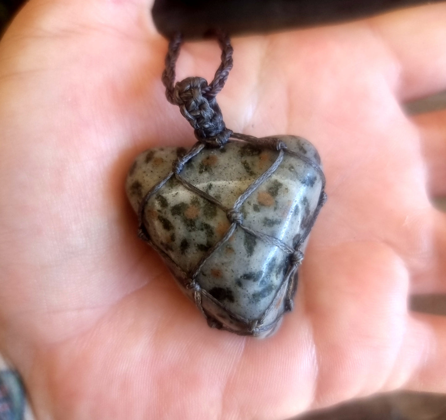 DALMATION STONE JASPER MACRAME NECKLACE - GROUNDING