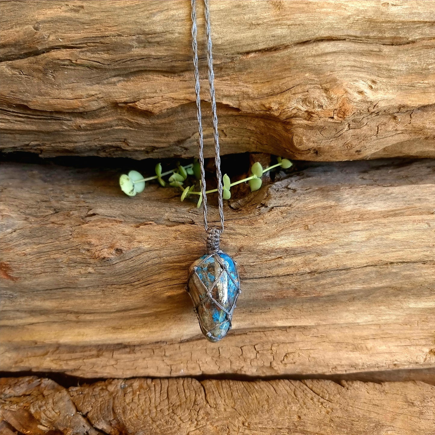 CHRYSOCOLLA MACRAME NECKLACE - ABUNDANCE & POSITIVITY