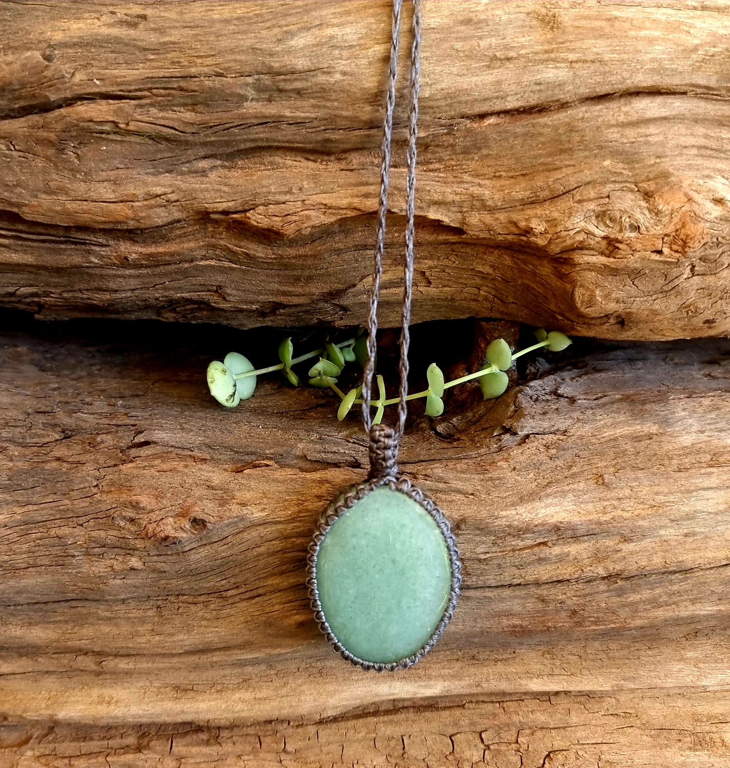 GREEN AVENTURINE MACRAME NECKLACE - ABUNDANCE & PROSPERITY