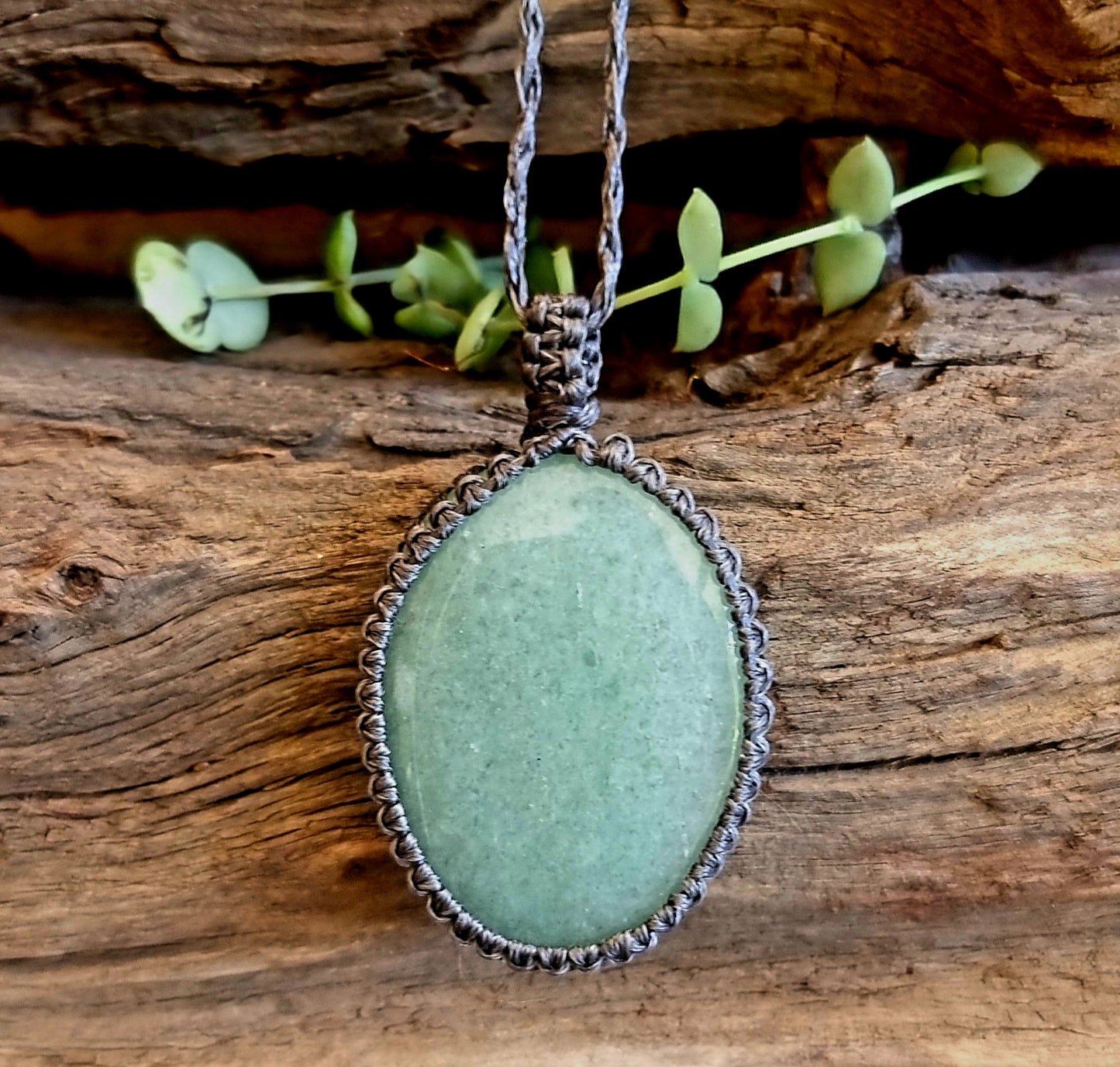 GREEN AVENTURINE MACRAME NECKLACE - ABUNDANCE & PROSPERITY