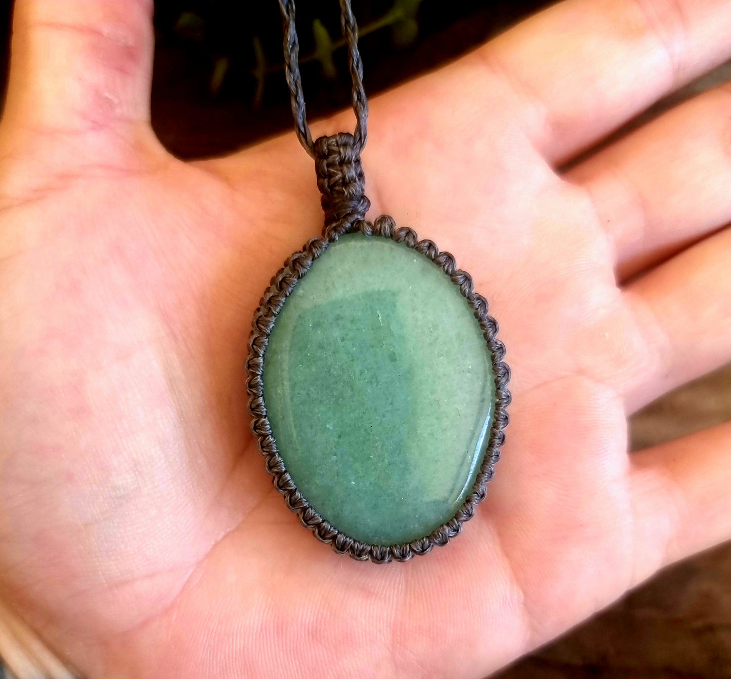 GREEN AVENTURINE MACRAME NECKLACE - ABUNDANCE & PROSPERITY