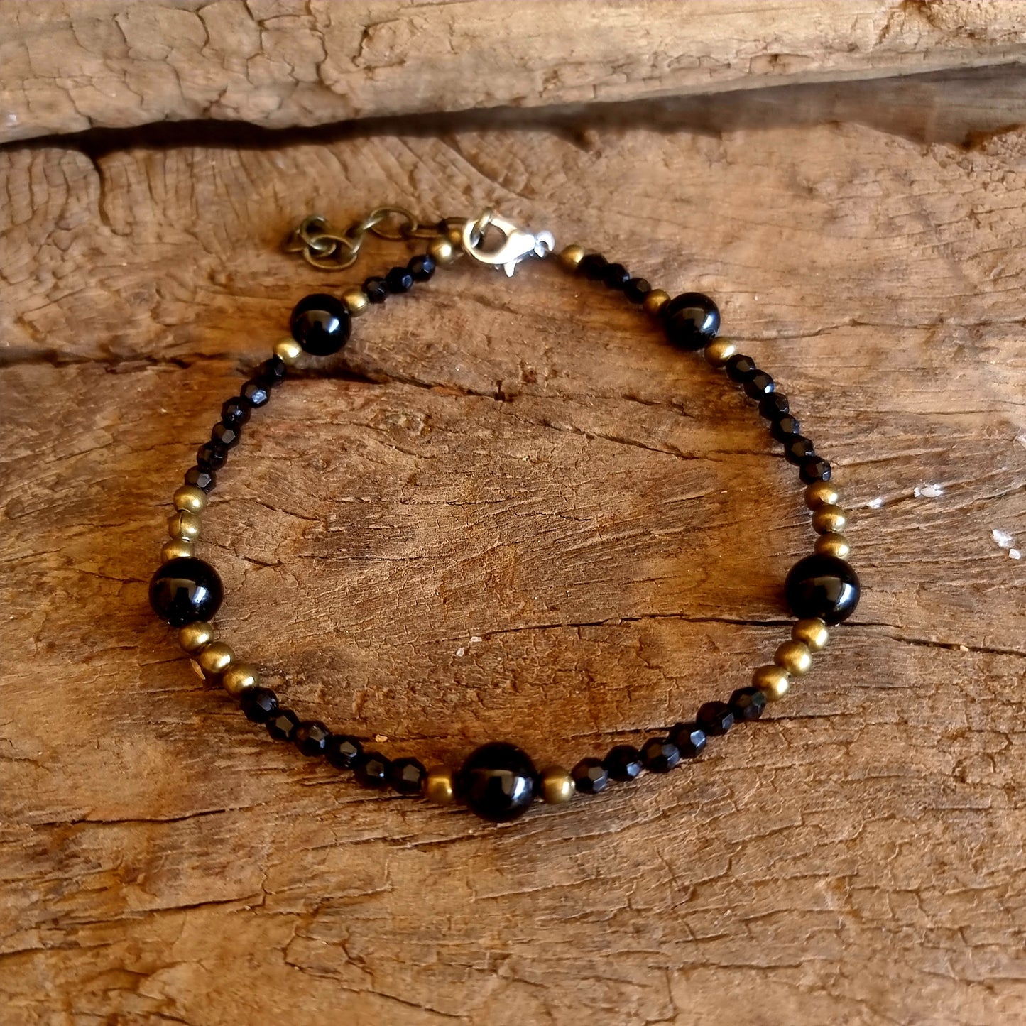 BLACK AGATE  ANKLE CHAIN - PROTECTION