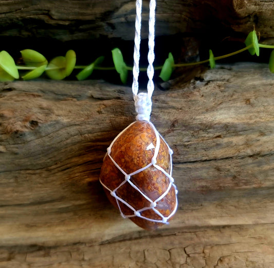 PINK MOSS AGATE MACRAME NECKLACE - NEW BEGINNINGS