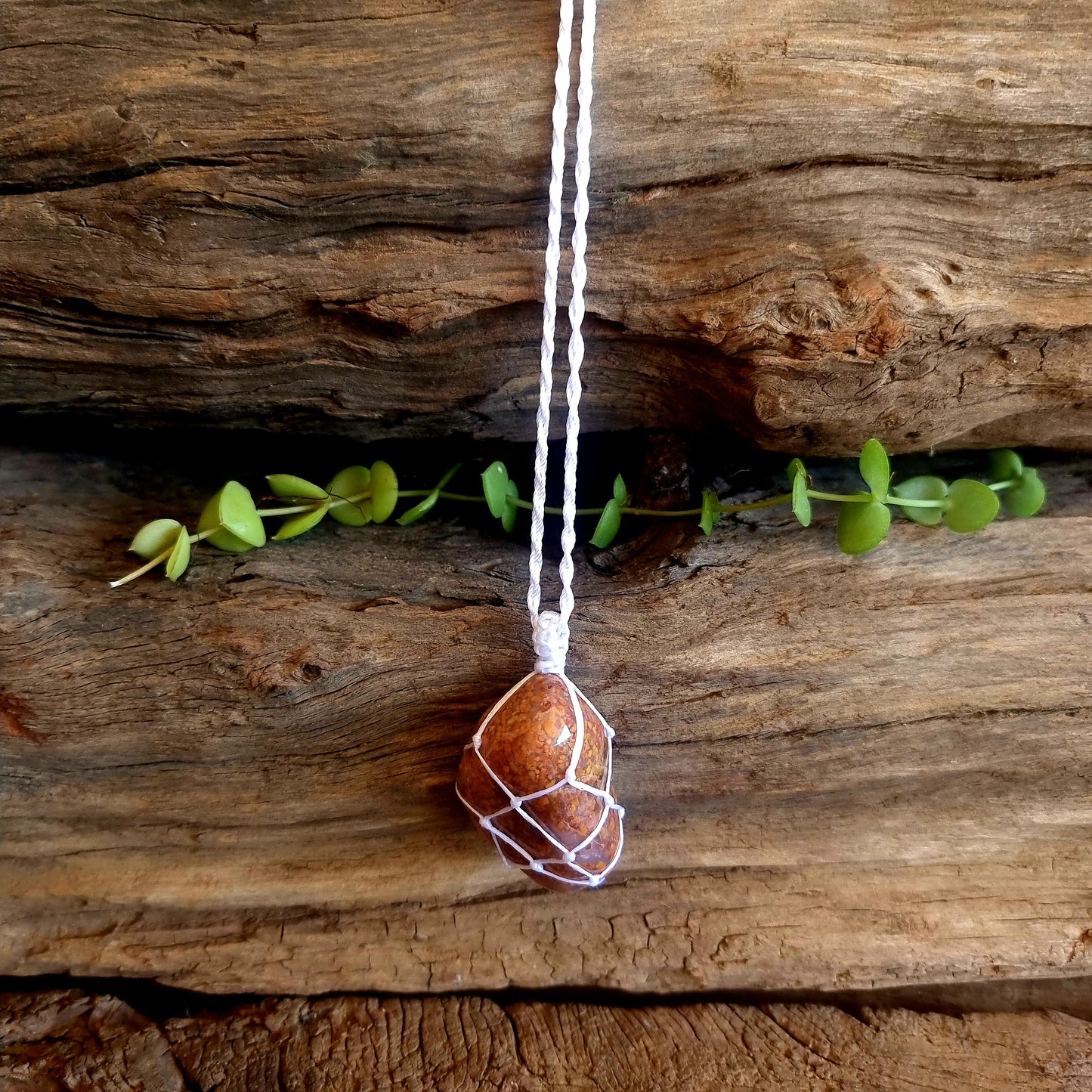 PINK MOSS AGATE MACRAME NECKLACE - NEW BEGINNINGS