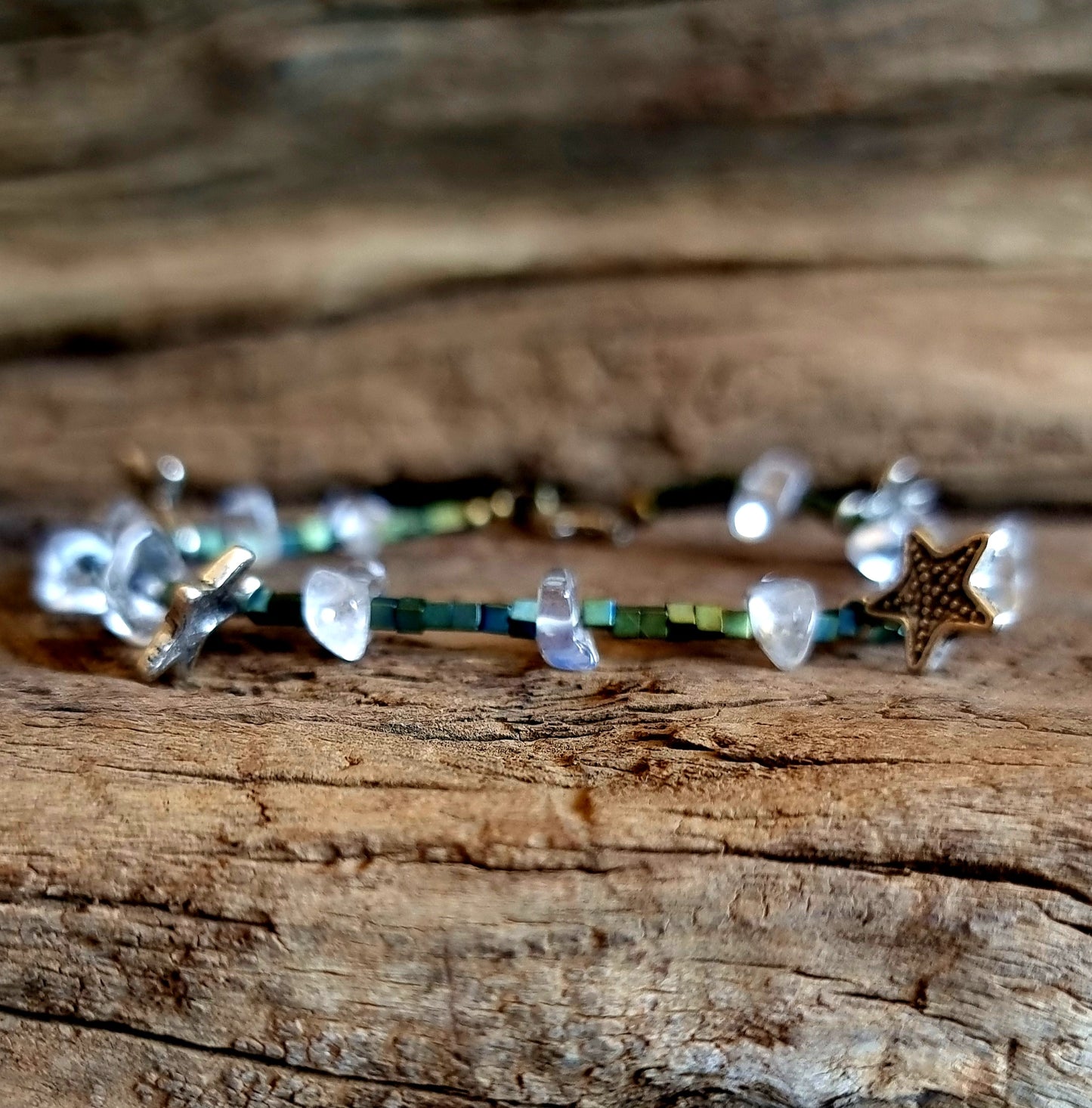 CLEAR QUARTZ & HEMATITE ANKLE CHAIN - MASTER HEALER