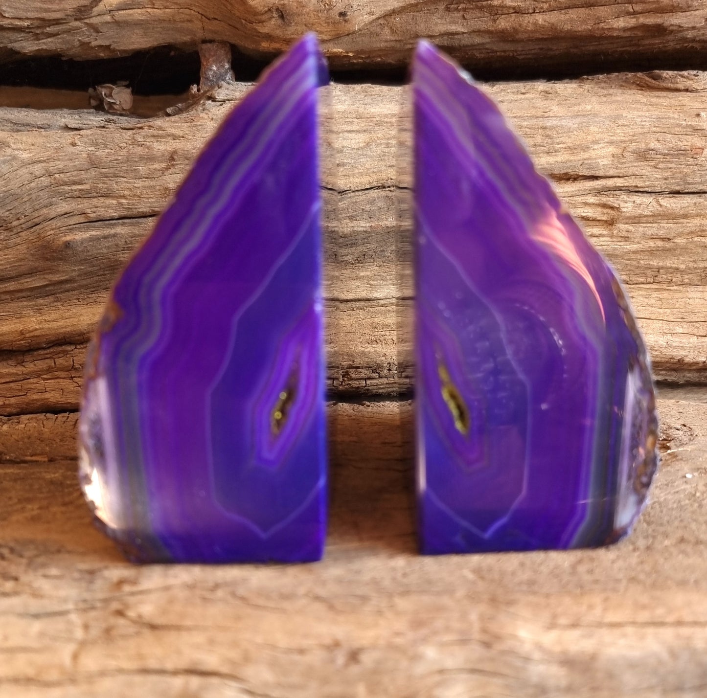 PURPLE AGATE GEODE BOOK ENDS - BALANCING BODY,MIND AND SOUL