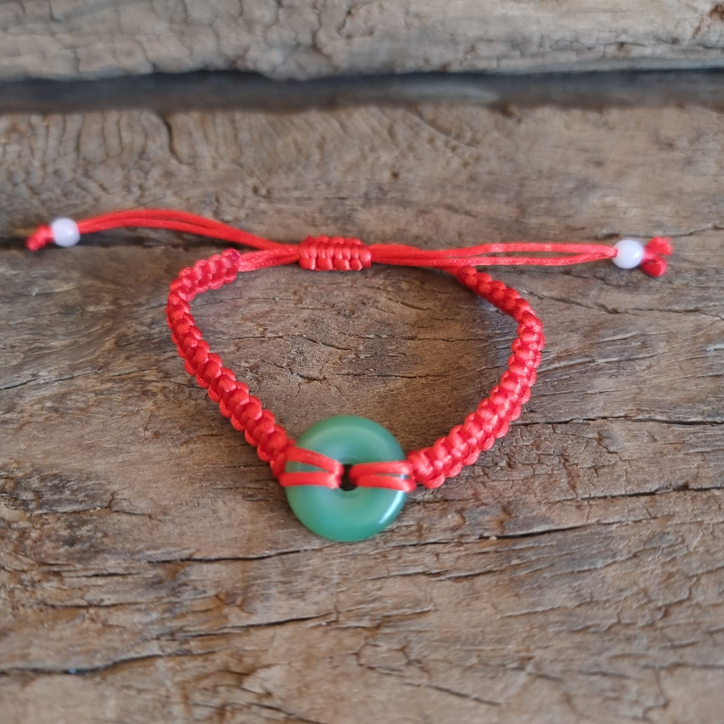 GREEN JADE PEACE BUCKLE RED ROPE WOVEN BRACELET - GOOD FORTUNE