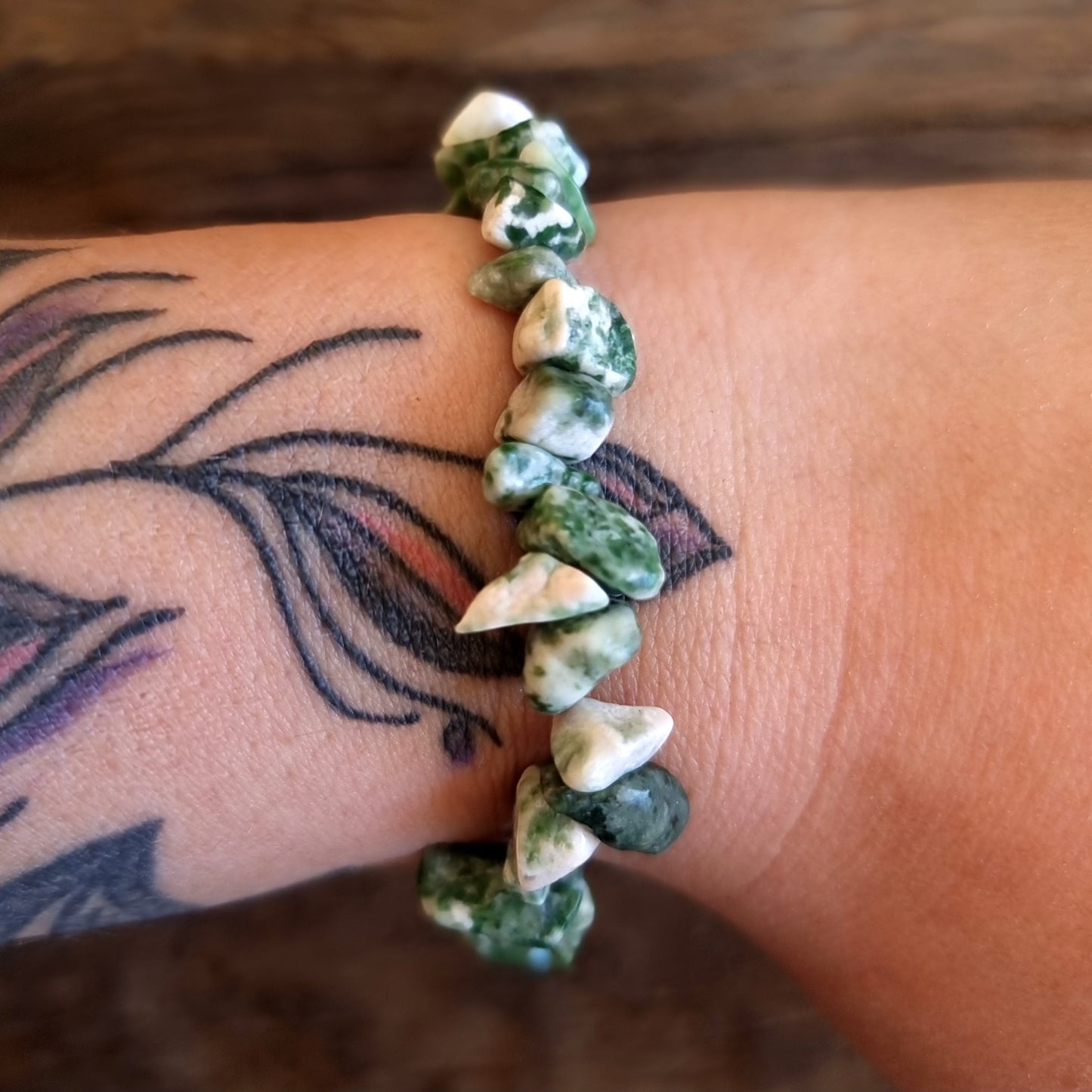 GREEN SPOT STONE JASPER  BRACELET - RENEWAL BRACELET