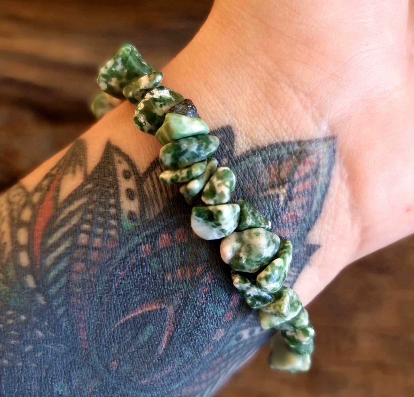 GREEN SPOT STONE JASPER  BRACELET - RENEWAL BRACELET