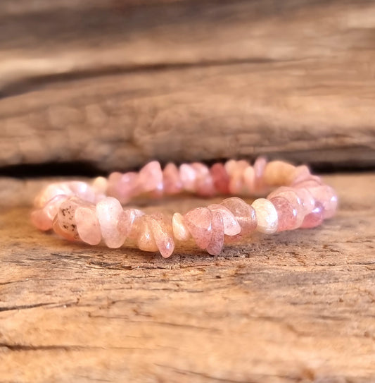 STRAWBERRY QUARTZ CHIPPED BRACELET - SELF LOVE