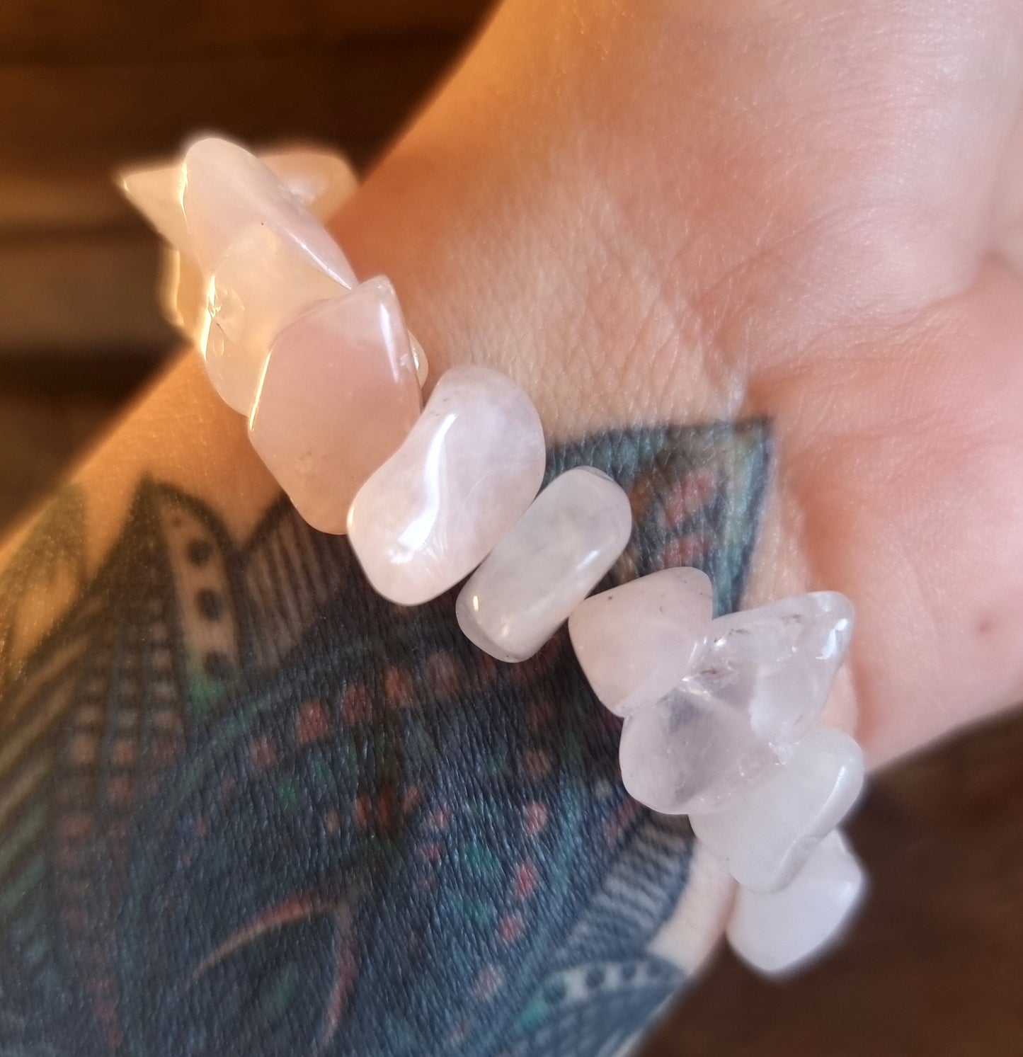 ROSE QUARTZ & QUARTZ CHIPPED BRACELET - LOVE AMPLIFIER