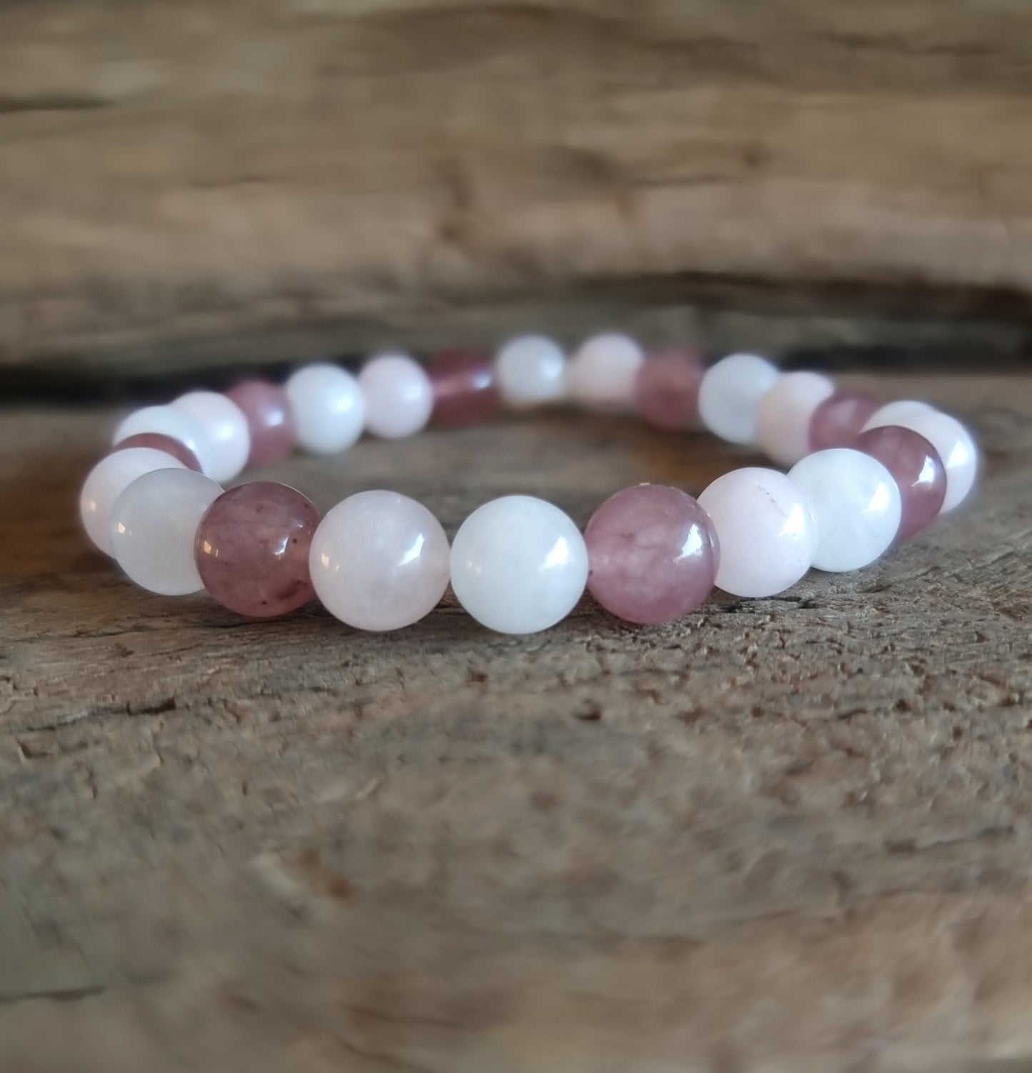 LOVE ATTRACTION BRACELET - ROSE QUARTZ, STRAWBERRY QUARTZ, & MOONSTONE