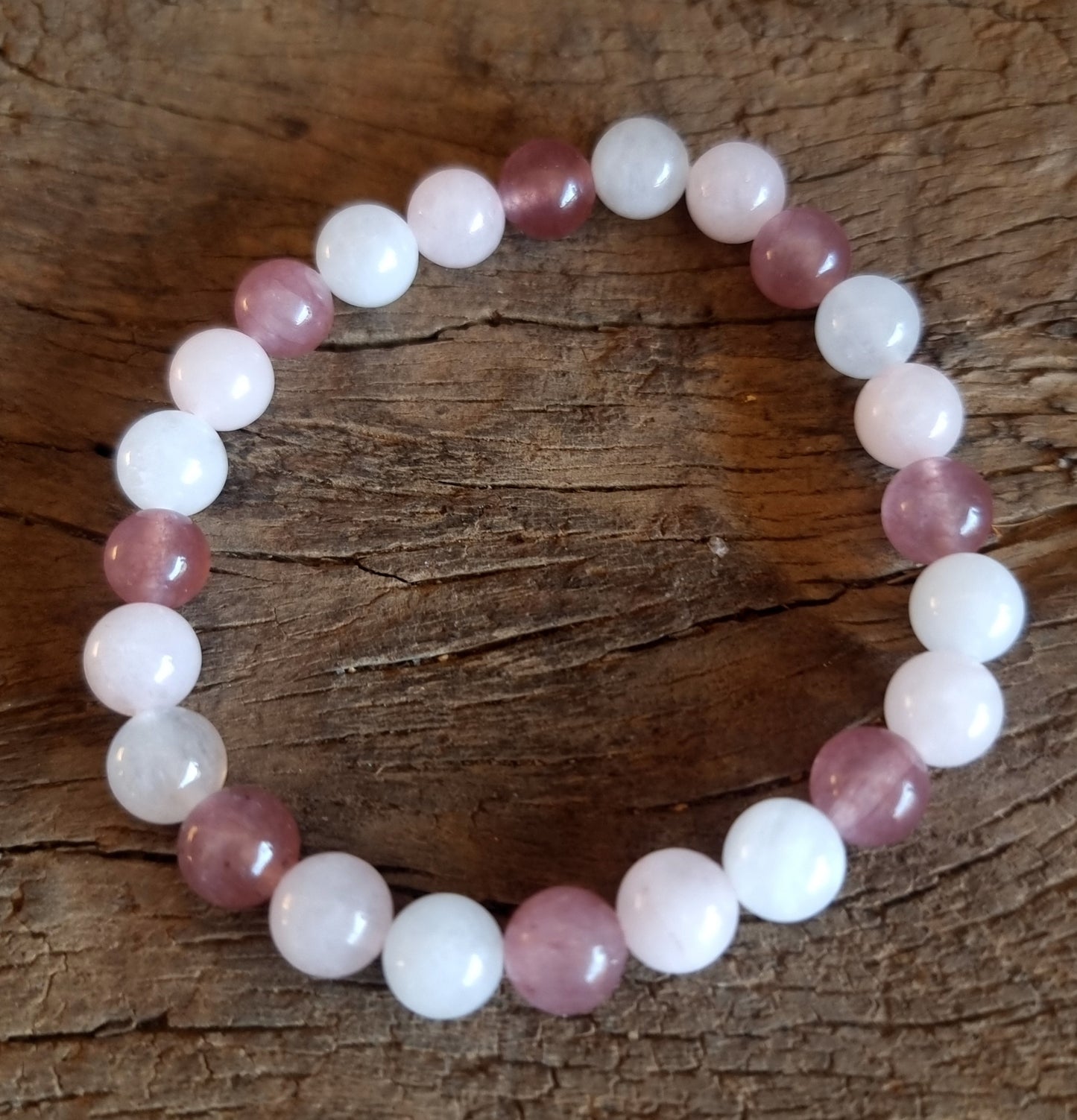 LOVE ATTRACTION BRACELET - ROSE QUARTZ, STRAWBERRY QUARTZ, & MOONSTONE