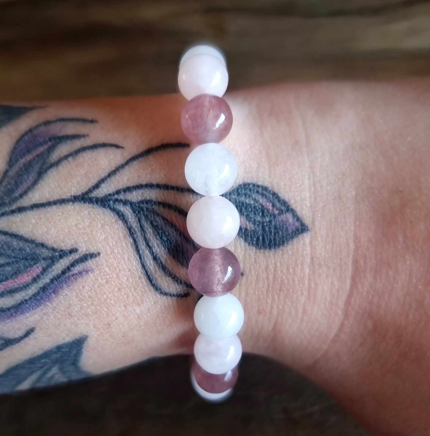 LOVE ATTRACTION BRACELET - ROSE QUARTZ, STRAWBERRY QUARTZ, & MOONSTONE