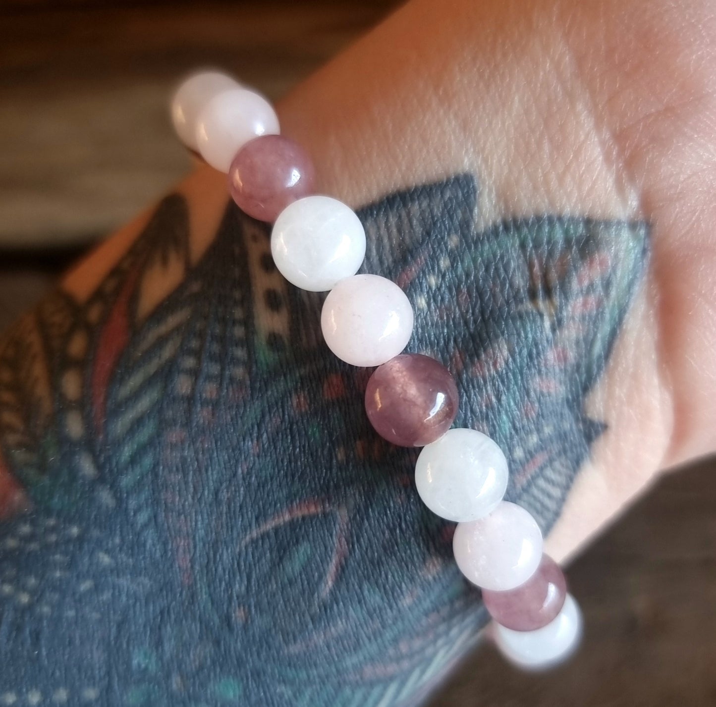 LOVE ATTRACTION BRACELET - ROSE QUARTZ, STRAWBERRY QUARTZ, & MOONSTONE