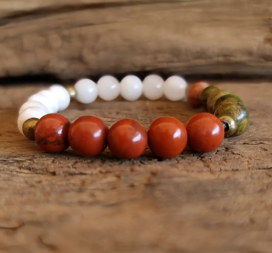 FERTILITY BRACELET - RED JASPER, ROSE QUARTZ, MOONSTONE & UNAKITE JASPER