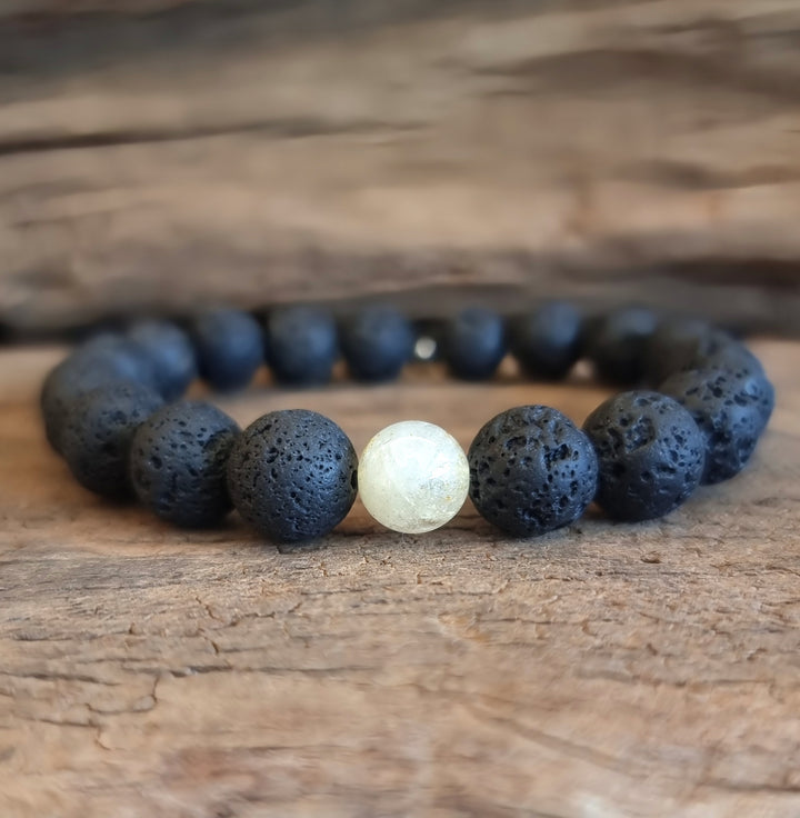 Lava Stone Diffuser Bracelet With Citrine 10mm- Grounding - Wildlings Crystals South Africa