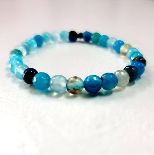 BLUE AGATE FACETED BRACELET 6mm - SELF CONFIDENCE