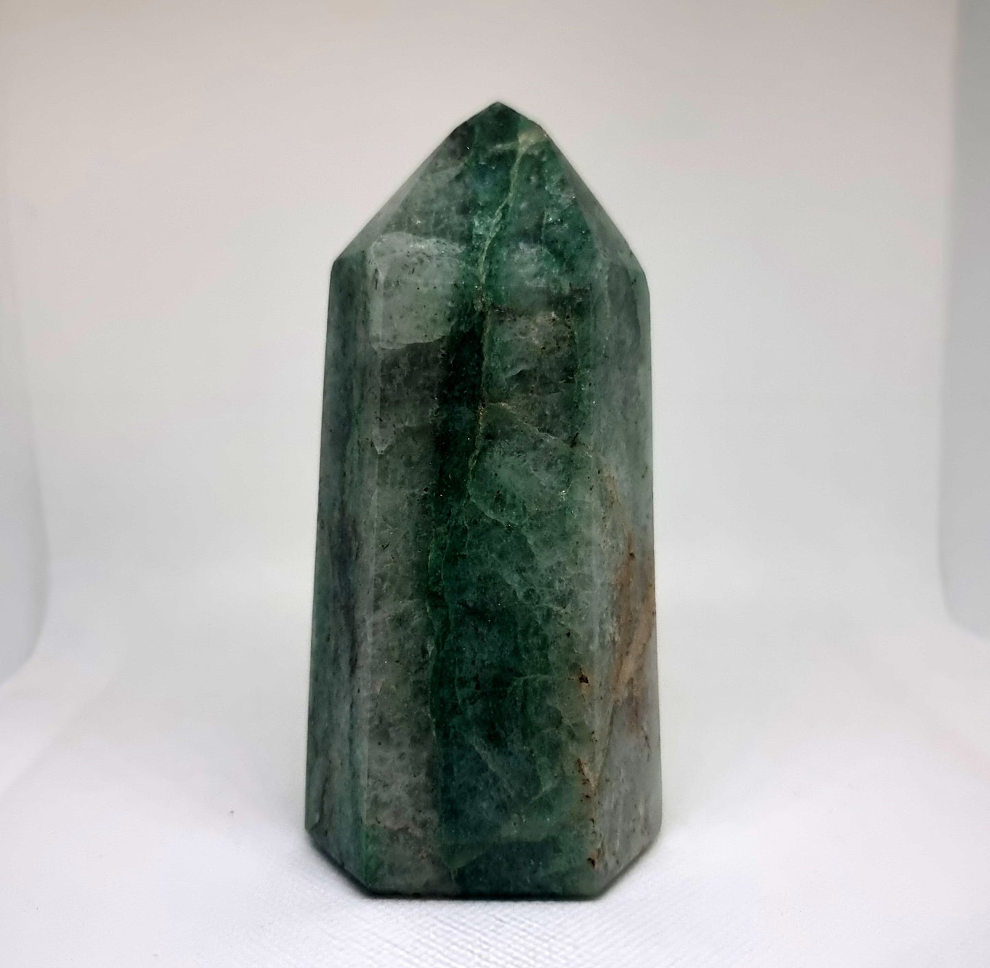 GREEN FUCHSITE QUARTZ WITH PYRITE & MICA SPECS TOWER 494g