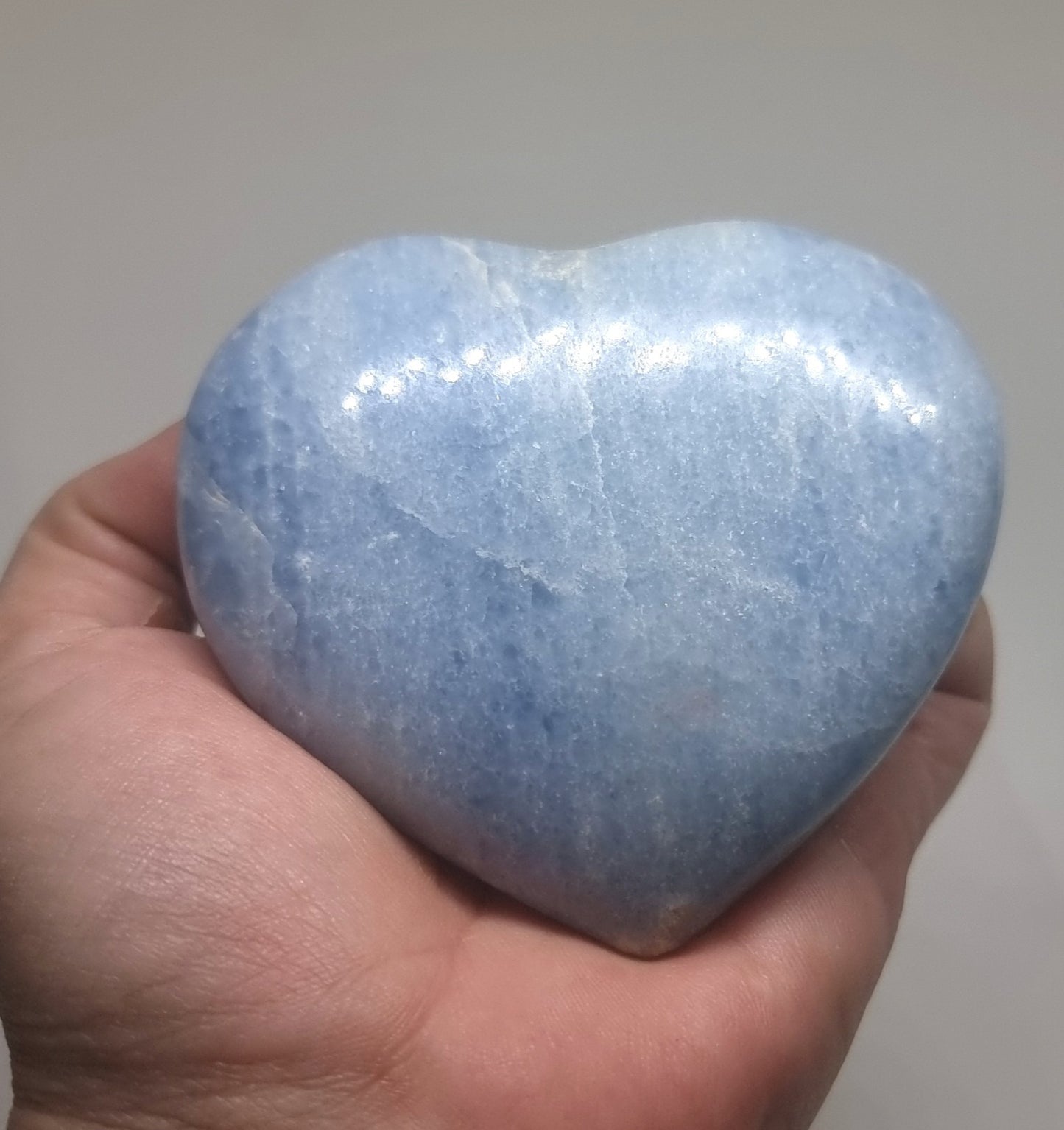 BLUE CALCITE POLISHED HEART 8.5 x 7.5 cm - PSYCHIC ABILITIES