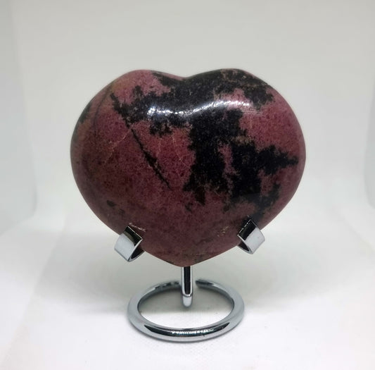 RHODONITE POLISHED HEART 9.5 x 7.5 cm - LOVE