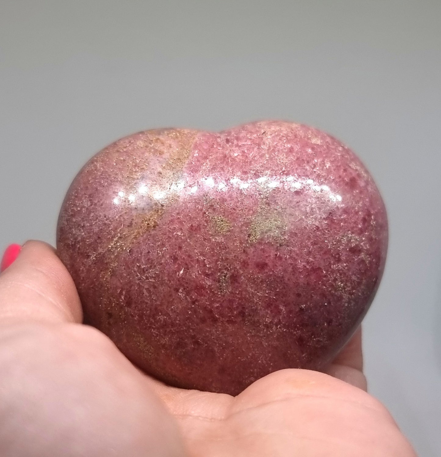 RHODONITE POLISHED HEART 7.5 x 6 cm - LOVE