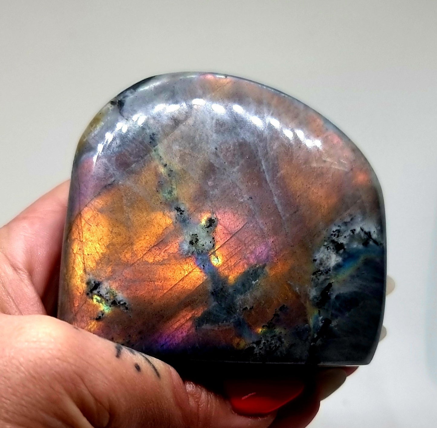 RARE POLISHED PURPLE SUNSET LABRADORITE FREEFORM  289g - CLAIRVOYANCE