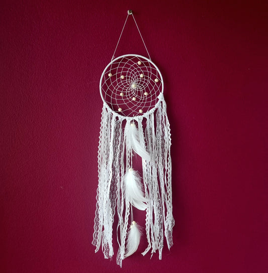 WHITE BOHEMIAN DREAMCATCHER