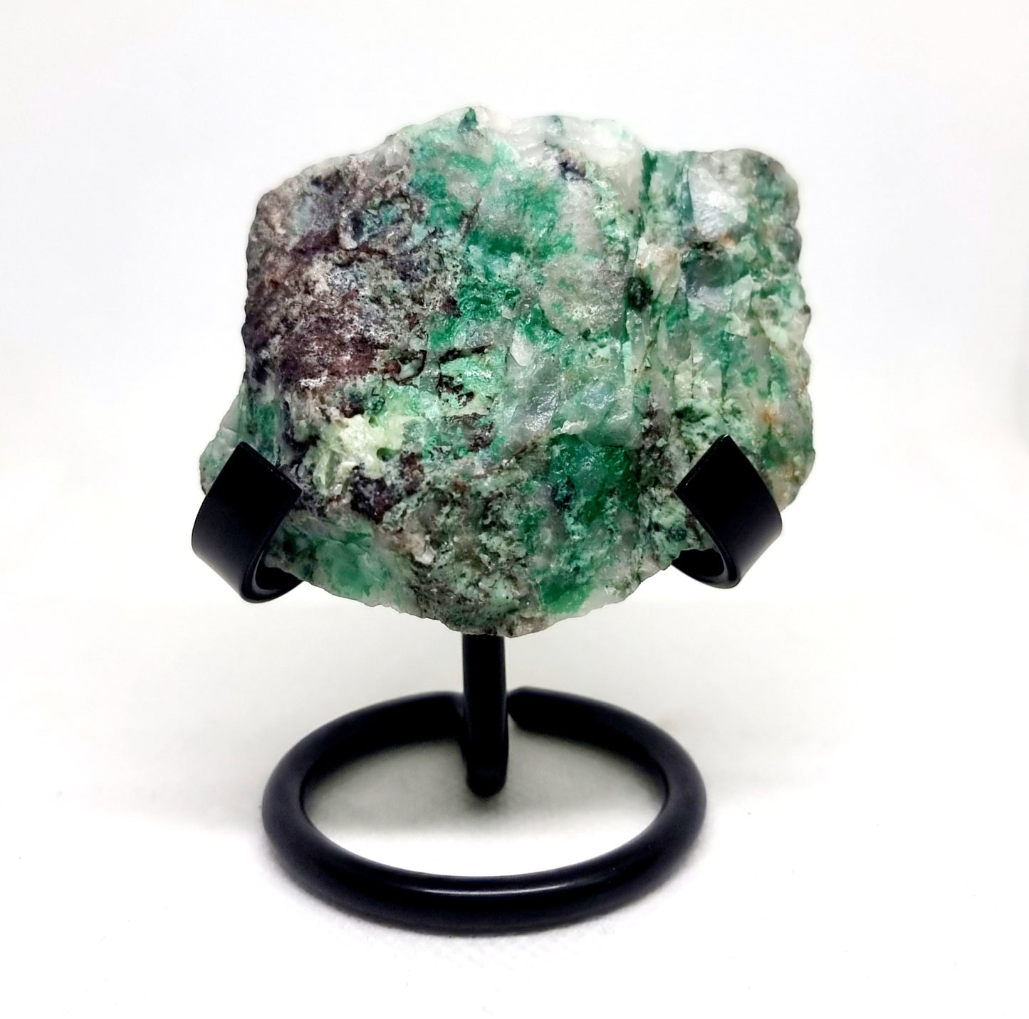 PARTIALLY POLISHED QUARTZ WITH MALACHITE VEINS AND AJOITE INCLUSIONS 129 g