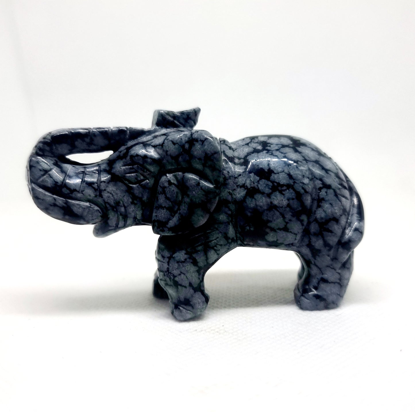 SNOWFLAKE OBSIDIAN CARVED ELEPHANT - GROUNDING