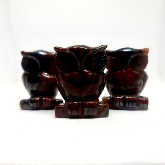 TIGER EYE CARVED OWL 4 cm - COURAGE & PROTECTION