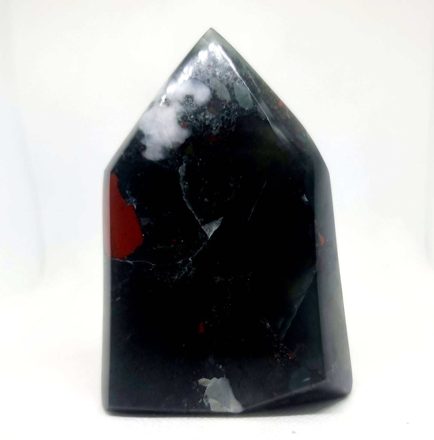 POLISHED AFRICAN BLOODSTONE WITH PYRITE TOWER 391 g - GROUNDING & PROTECTION