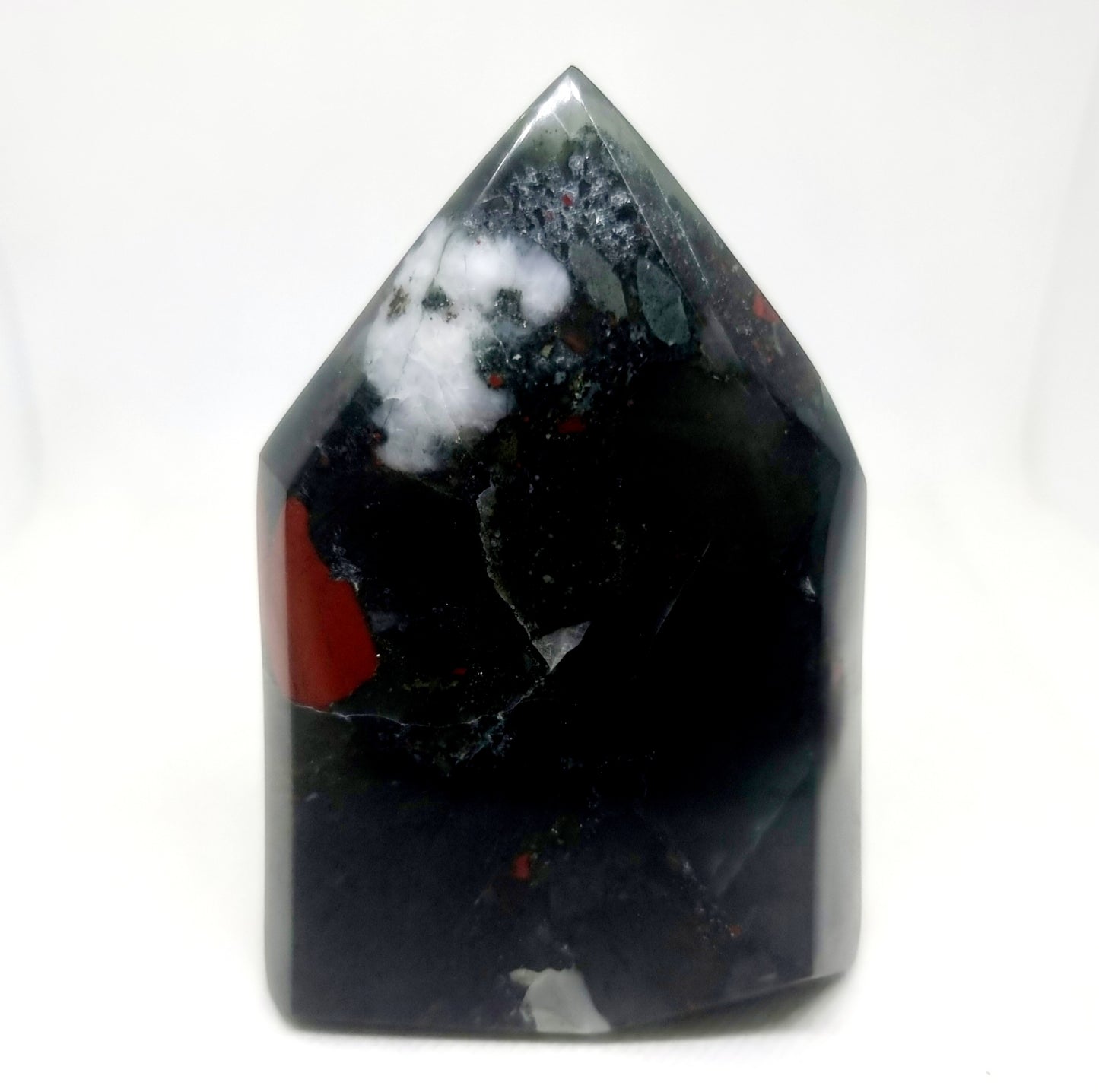 POLISHED AFRICAN BLOODSTONE WITH PYRITE TOWER 391 g - GROUNDING & PROTECTION