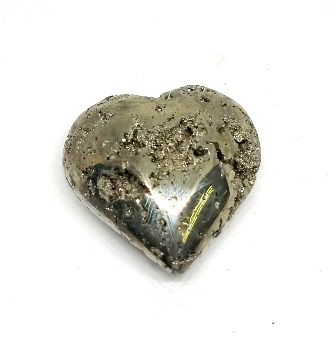 PYRITE POLISHED HEART 5 x 4.5 cm - WEALTH & ABUNDANCE