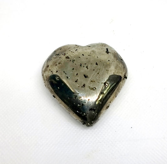 PYRITE POLISHED HEART 4 x 4.5 cm - WEALTH & ABUNDANCE