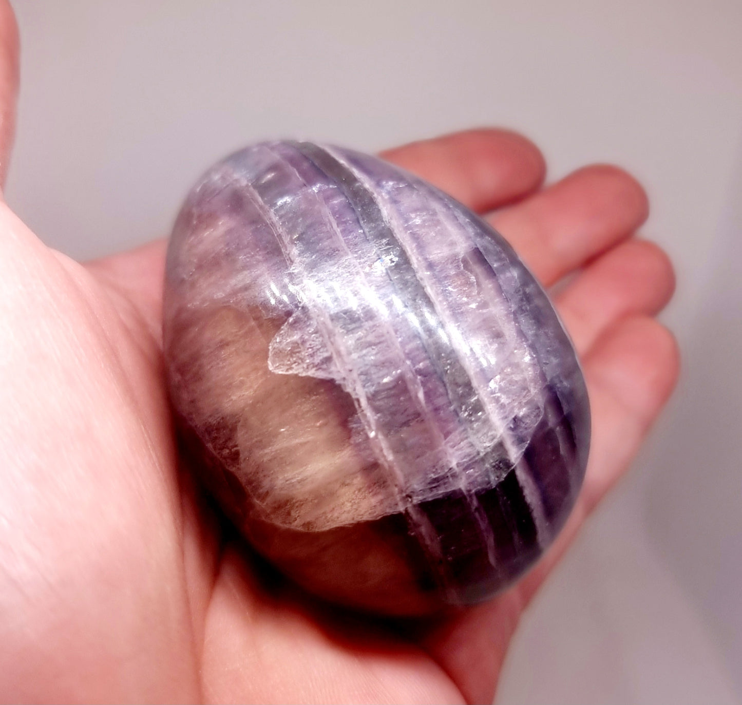 RAINBOW FLUORITE POLISHED EGG 197 g - CLARITY